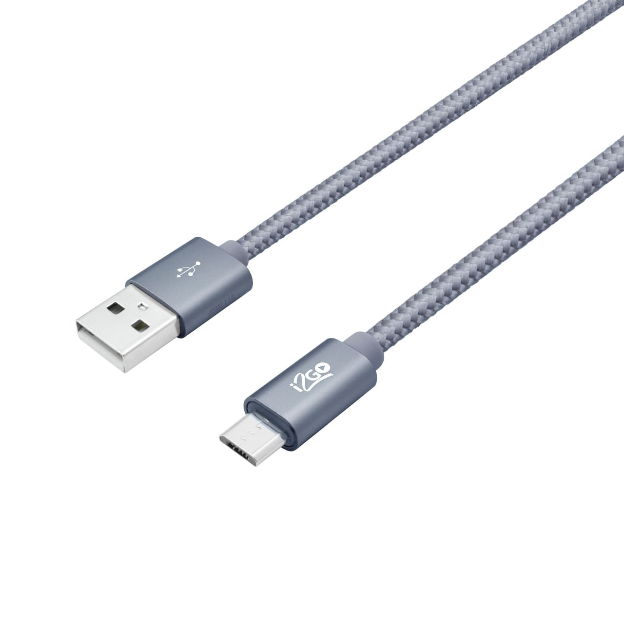 Miniatura Cabo Micro-Usb 2 Metros 2,4 Amps Nylon Cor Chumbo - I2Go Pro