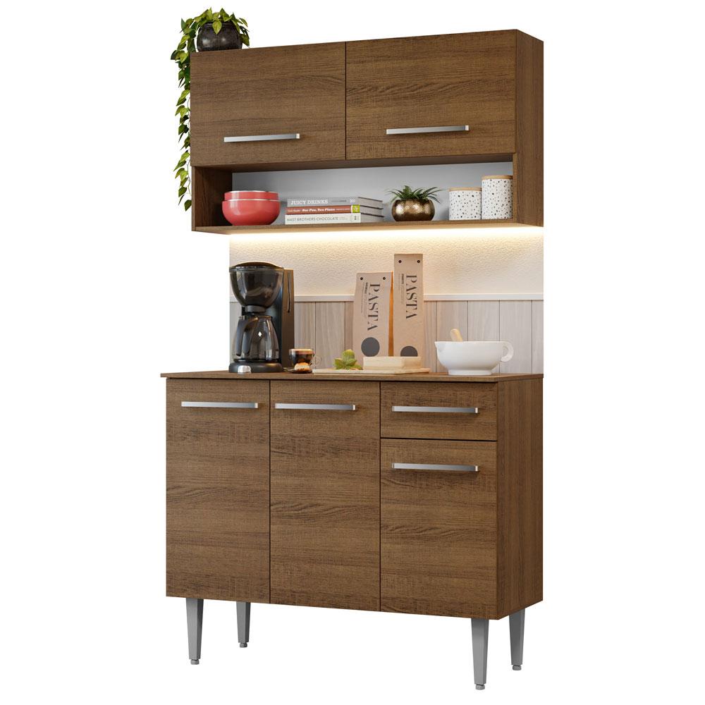 Miniatura Armário de Cozinha Compacta 105cm Emilly Madesa 03 Rustic