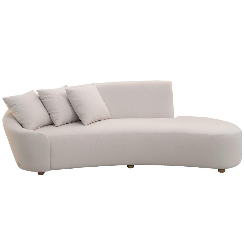 Sofá 4 Lugares Com Puff Orgânico Sala Living 270cm Adam T03 Veludo Bege - Lyam Decor