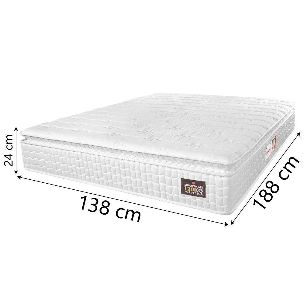 Miniatura Colchão Casal Espuma D33 Pillow Top Van Gogh 138x188x24cm Branco Hellen-suporta Até 120 Kg Branco