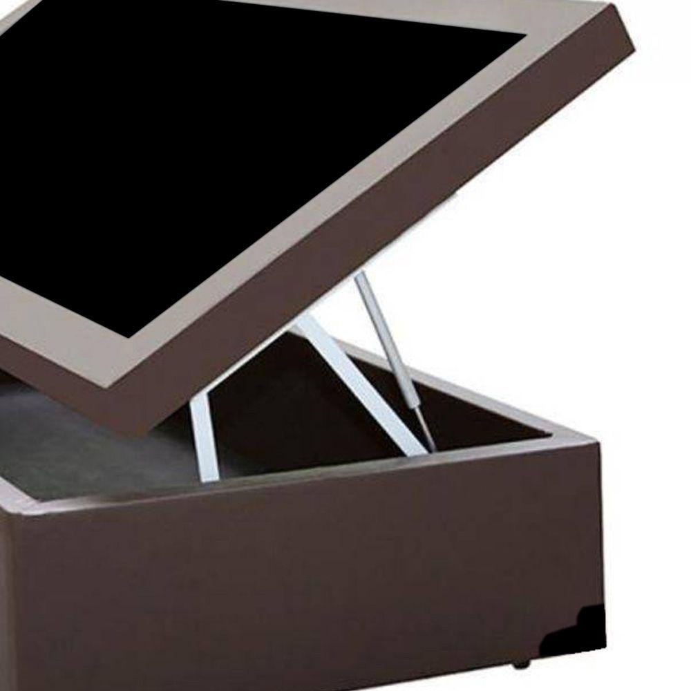 Miniatura Cama Box Baú Solteiro Extremo Reforçado Homequeen Sintético Marrom 41x88x188