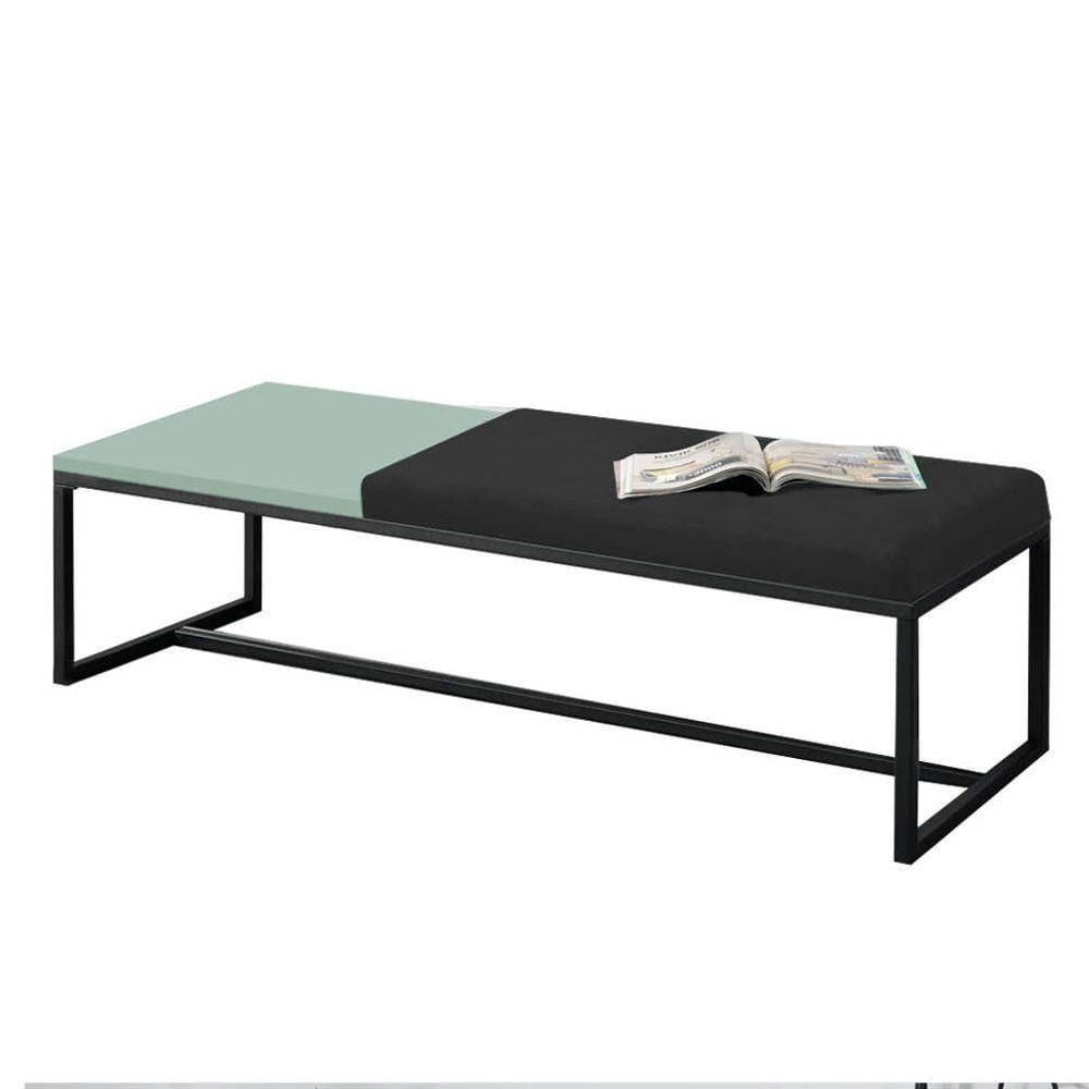 Miniatura Calçadeira Recamier Londres 160cm Preto Corino Preto Tampo Quadrado Mdf Verde - Ahazzo Móveis