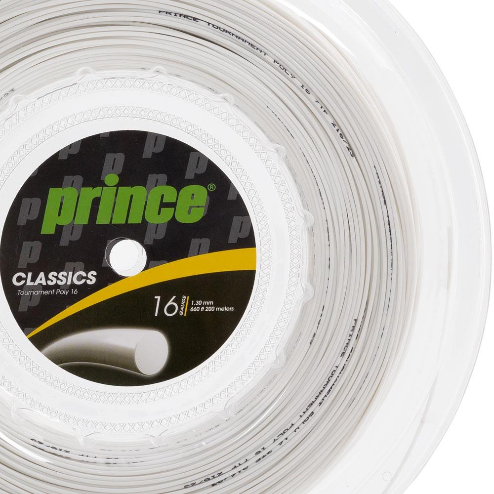 Miniatura Corda Prince Tournament Poly 16L 1.30mm Branca - Rolo com 200 metros