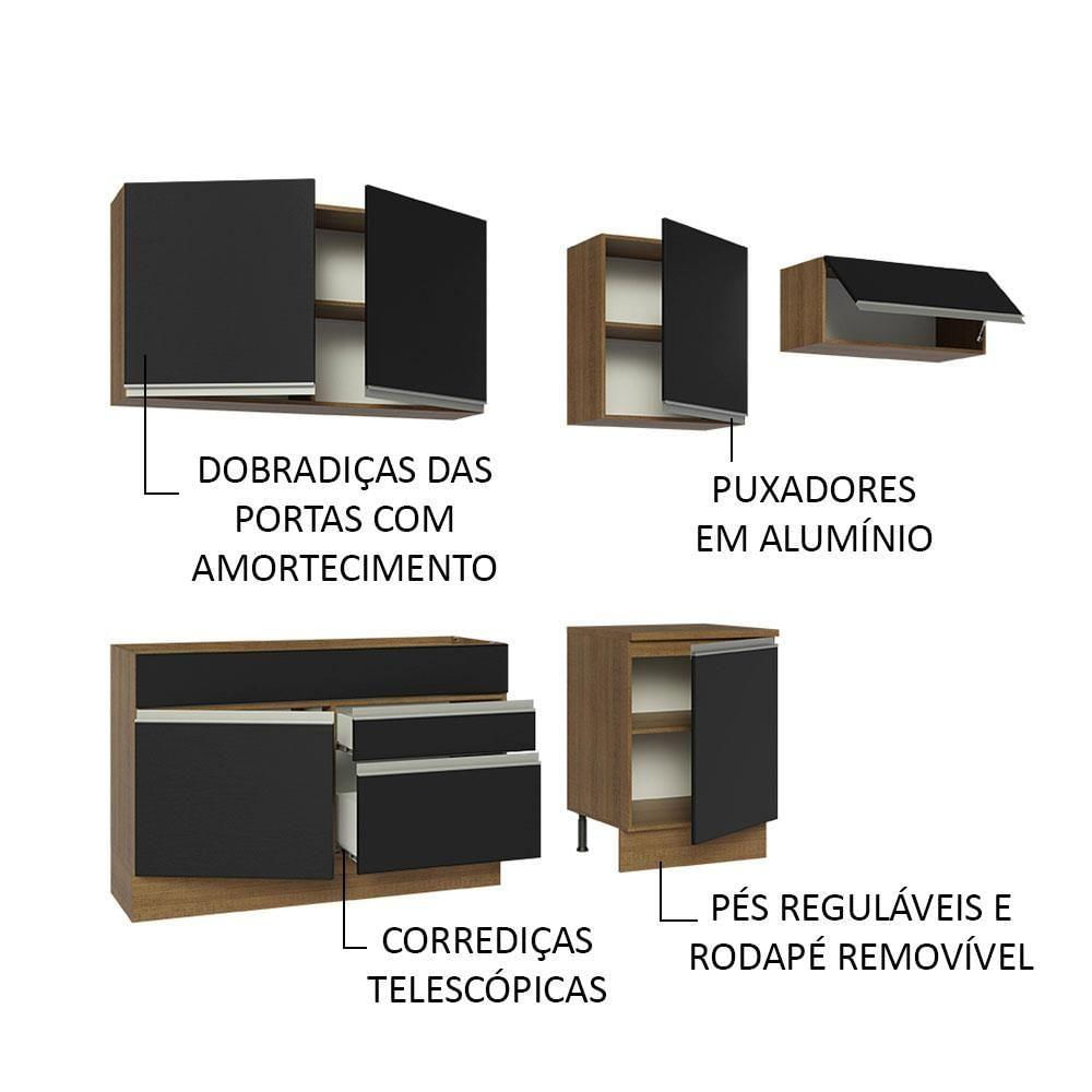 Miniatura Armário De Cozinha Completa 260cm Rustic/preto Madesa