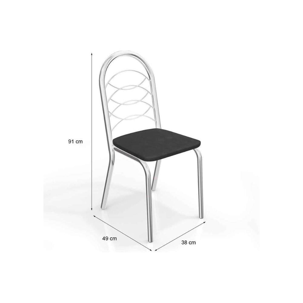 Miniatura Kit 4 Cadeiras De Cozinha Holanda 4c009 4 Un Cromado-courano Preto - Kappesberg