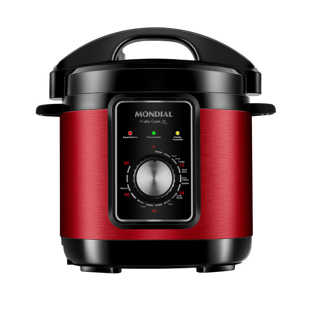 Miniatura Panela de Pressão Elétrica Mondial Pratic Cook 3L Red Premium I PE-47-3L-RI PANELA ELÉTRICA DE PRESSÃO-127V-VERMELHO/INOX