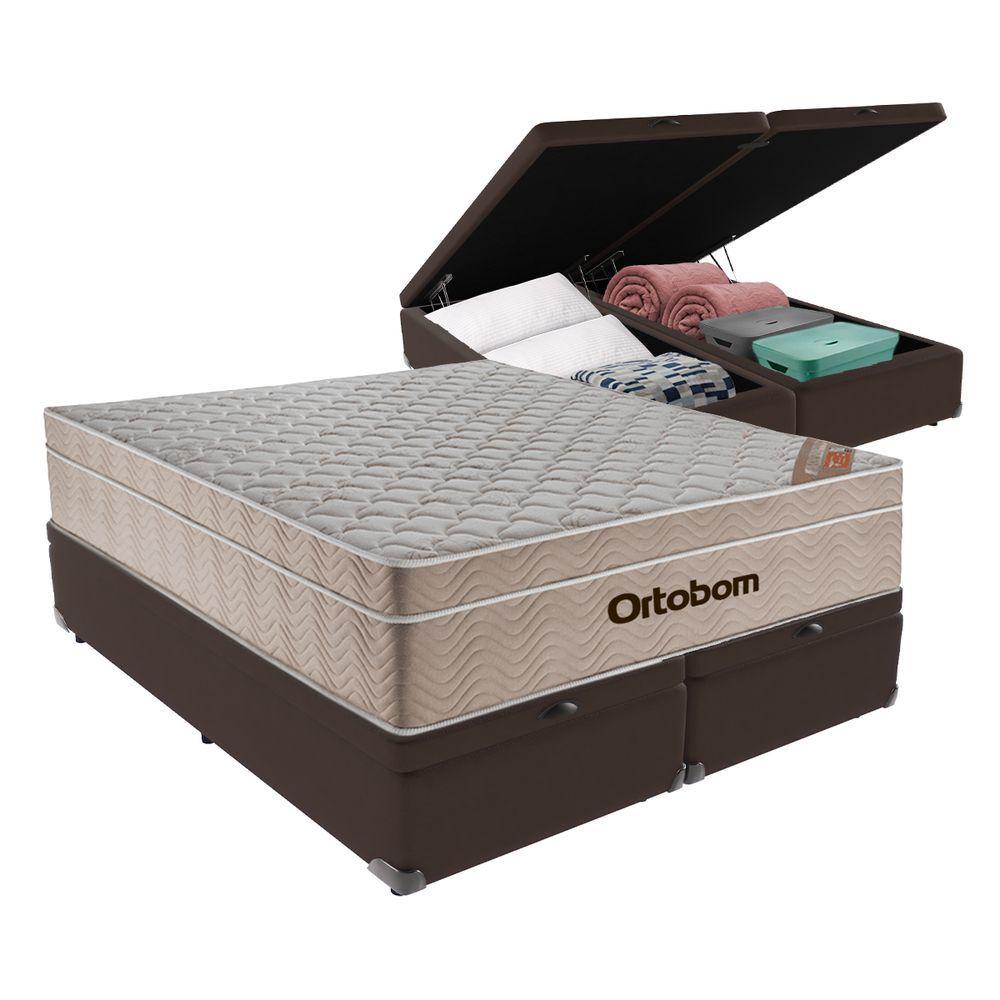 Miniatura Airtech Colchão Ortobom Queen Com Baú Bege Springpocket Cor:marrom