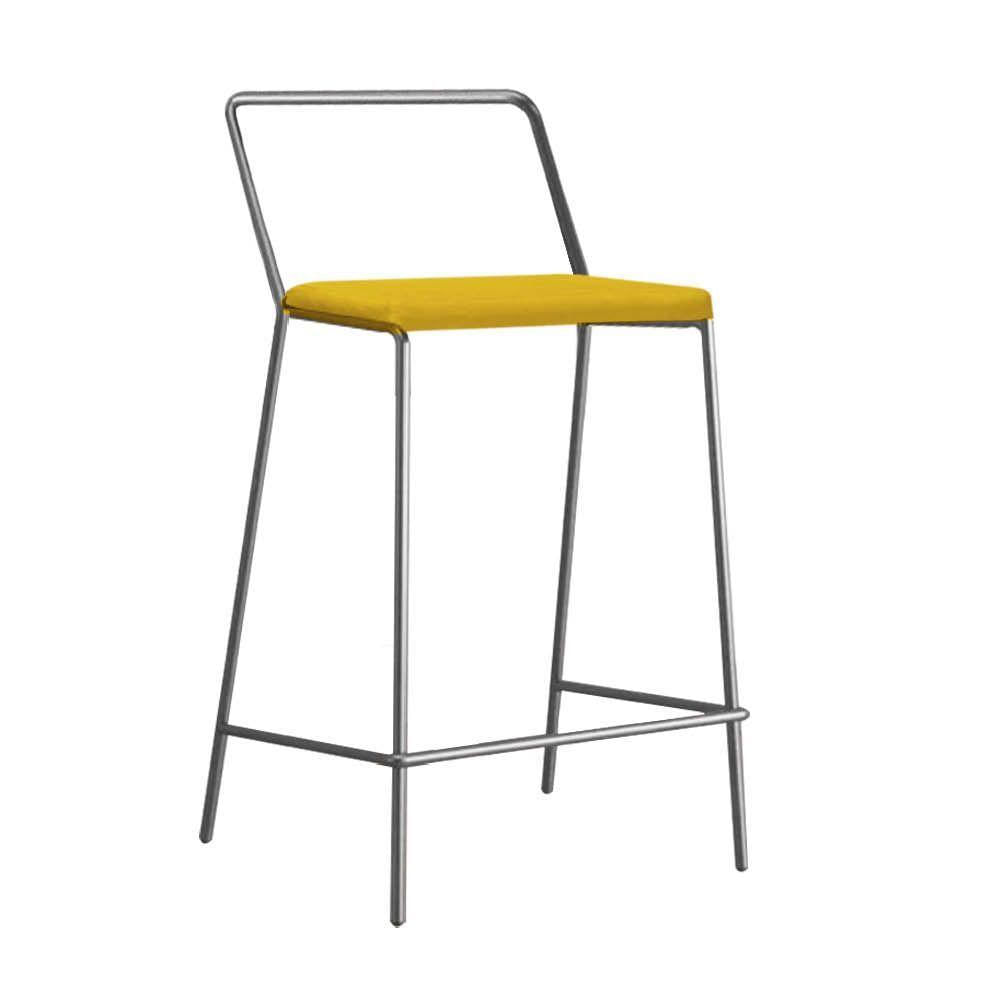 Miniatura Banqueta Alta Com Encosto Mili Industrial Cozinha Bistrô Ferro Prata Sintético Amarelo