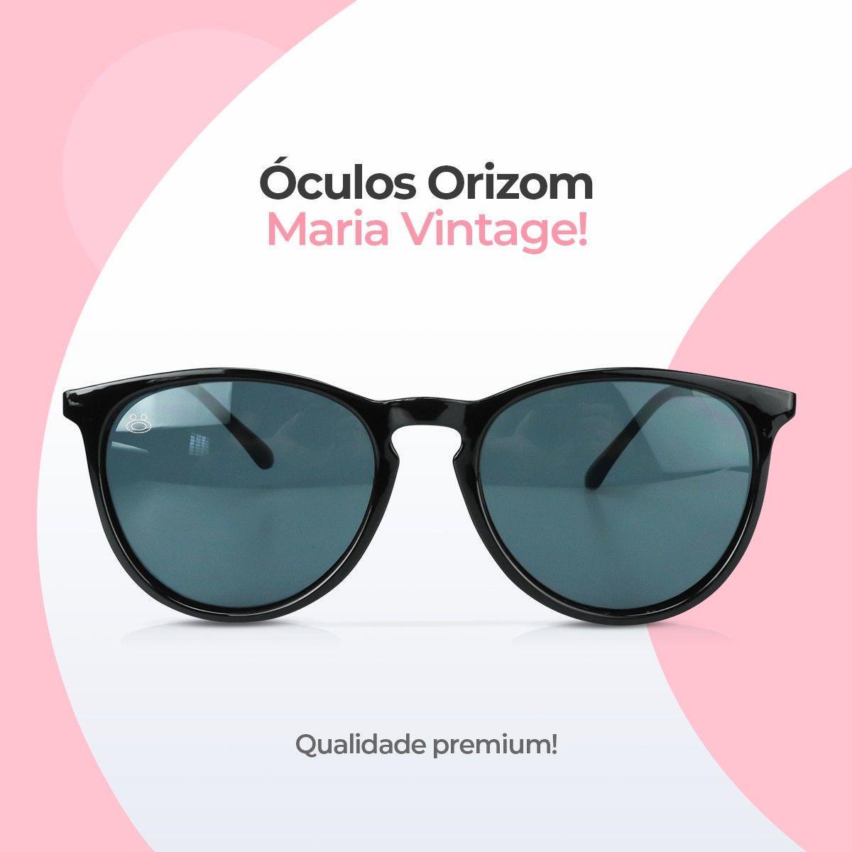 Oculos Sol Feminino Preto Redondo Protecao Uv Acetato + Case
