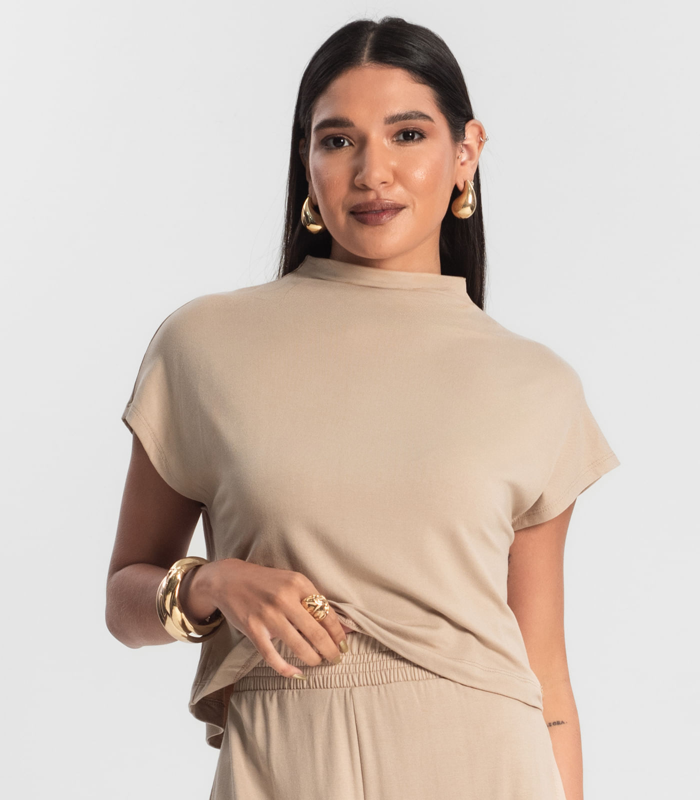 Miniatura Conjunto Blusa com Shorts Feminino de Molecotton Marrom G