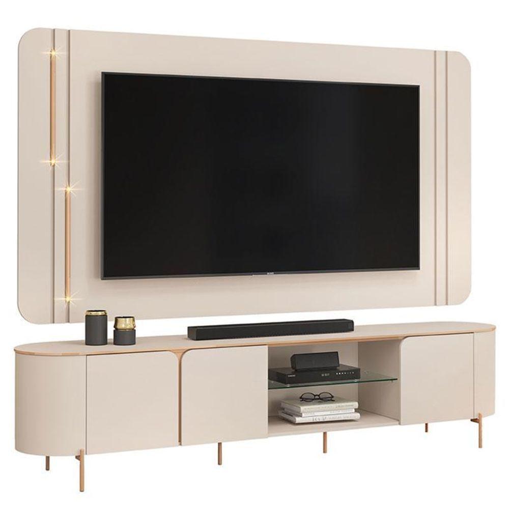 Miniatura Rack Bancada Com Painel Celine Off White Dj Móveis