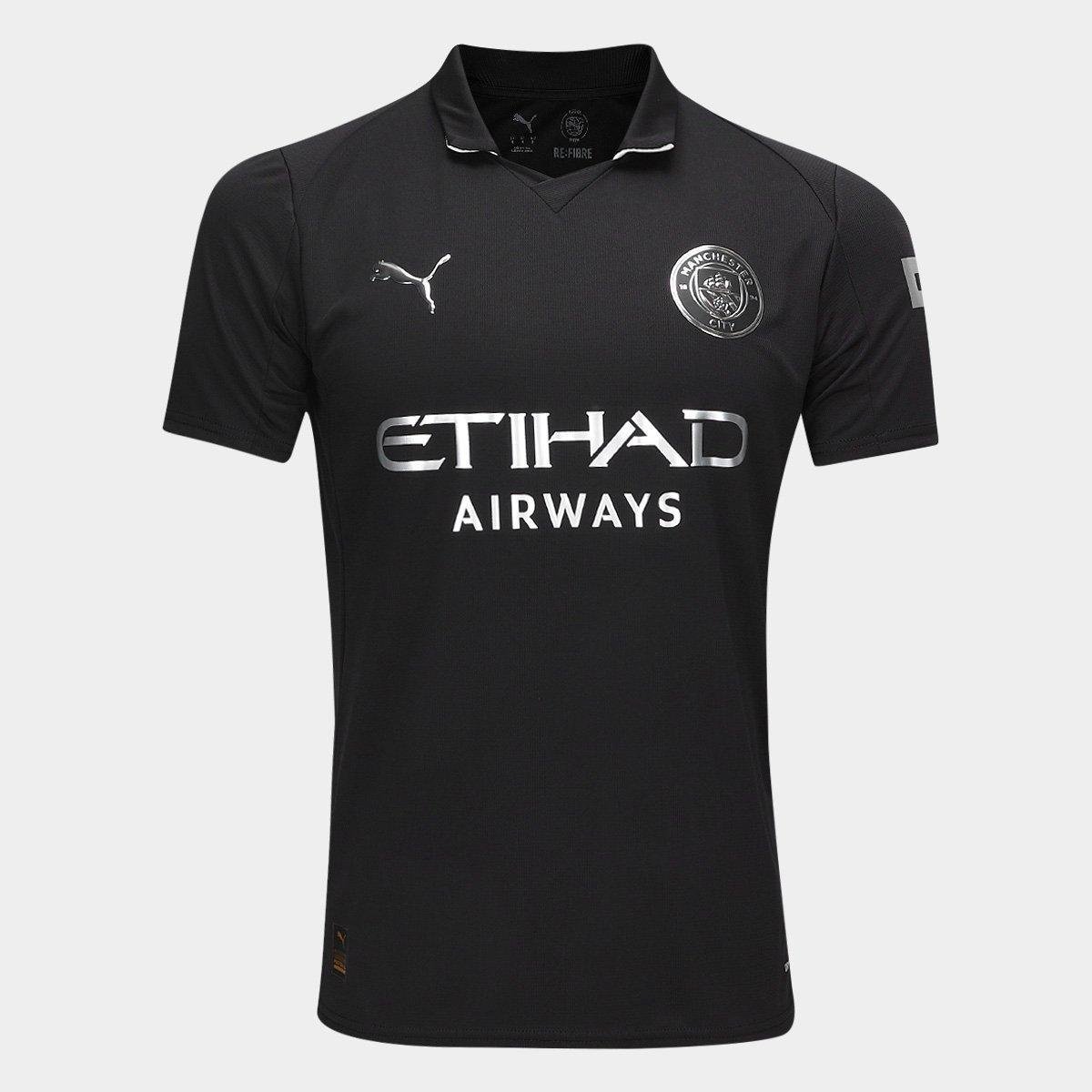 Miniatura Camisa Manchester City Away 25/26 s/n Torcedor Puma Masculina Preto - EEGG
