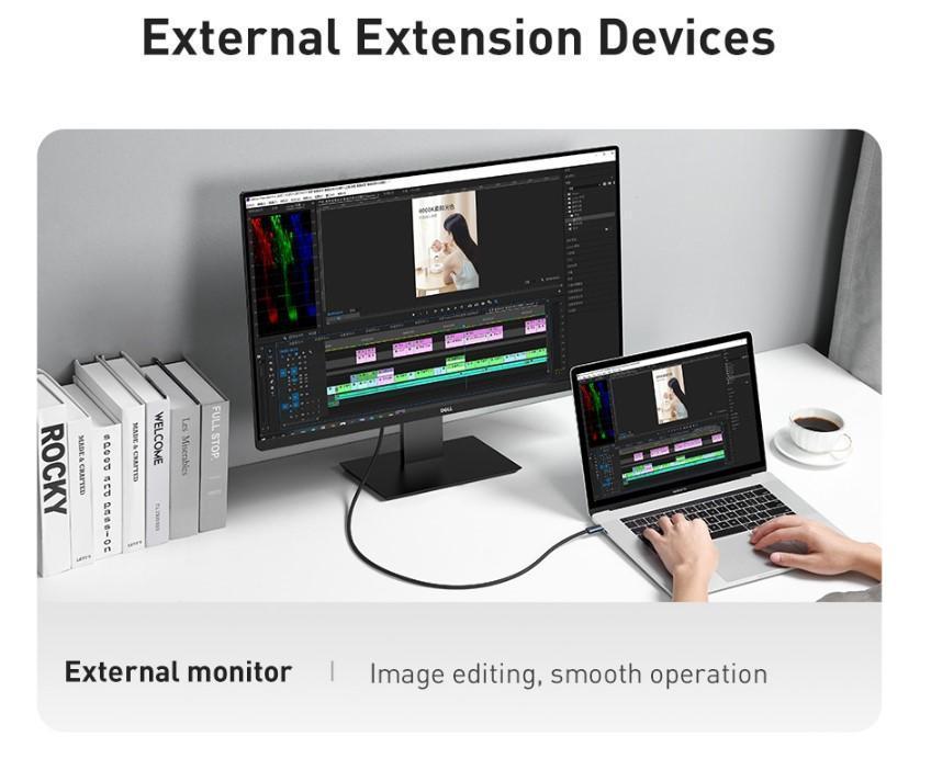 Cabo Usb Tipo C Thunderbolt 4 Baseus 40Gpbs Pd 100W Video 8K