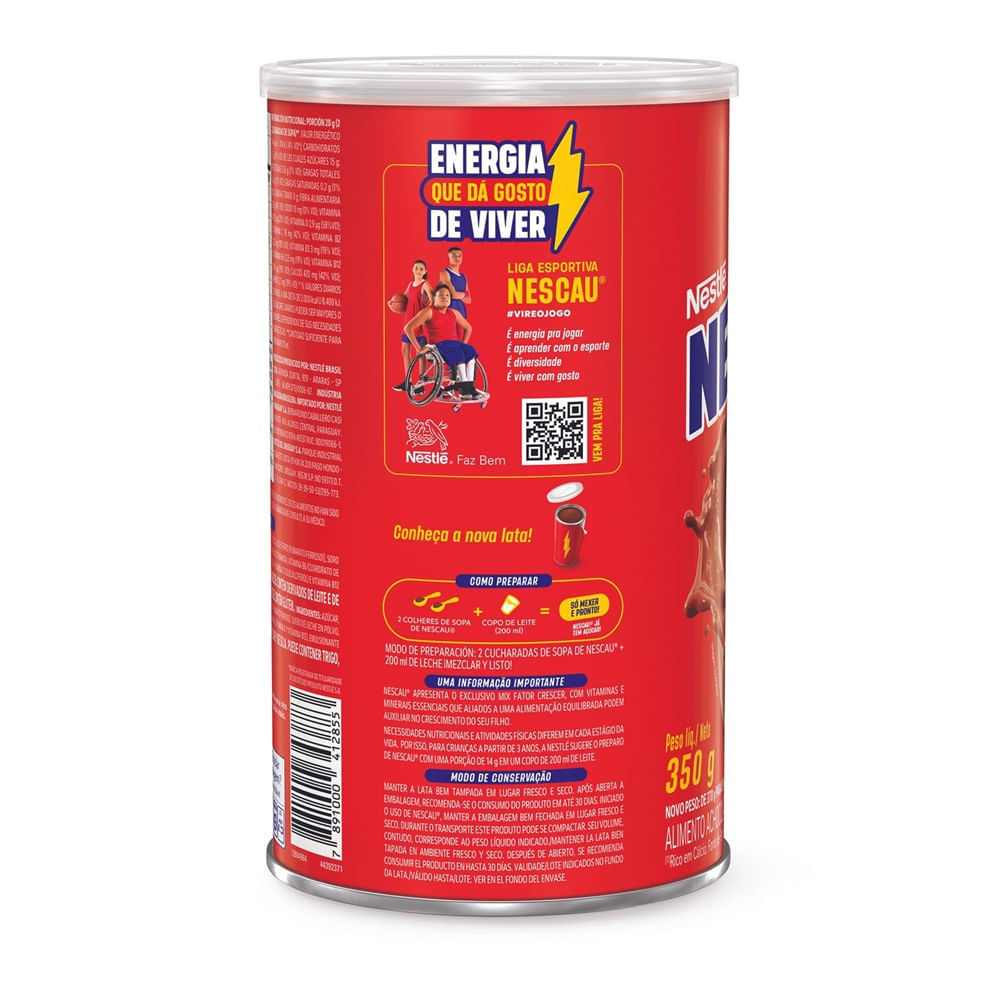 Miniatura Achocolatado Em Pó Nescau Lata 350g