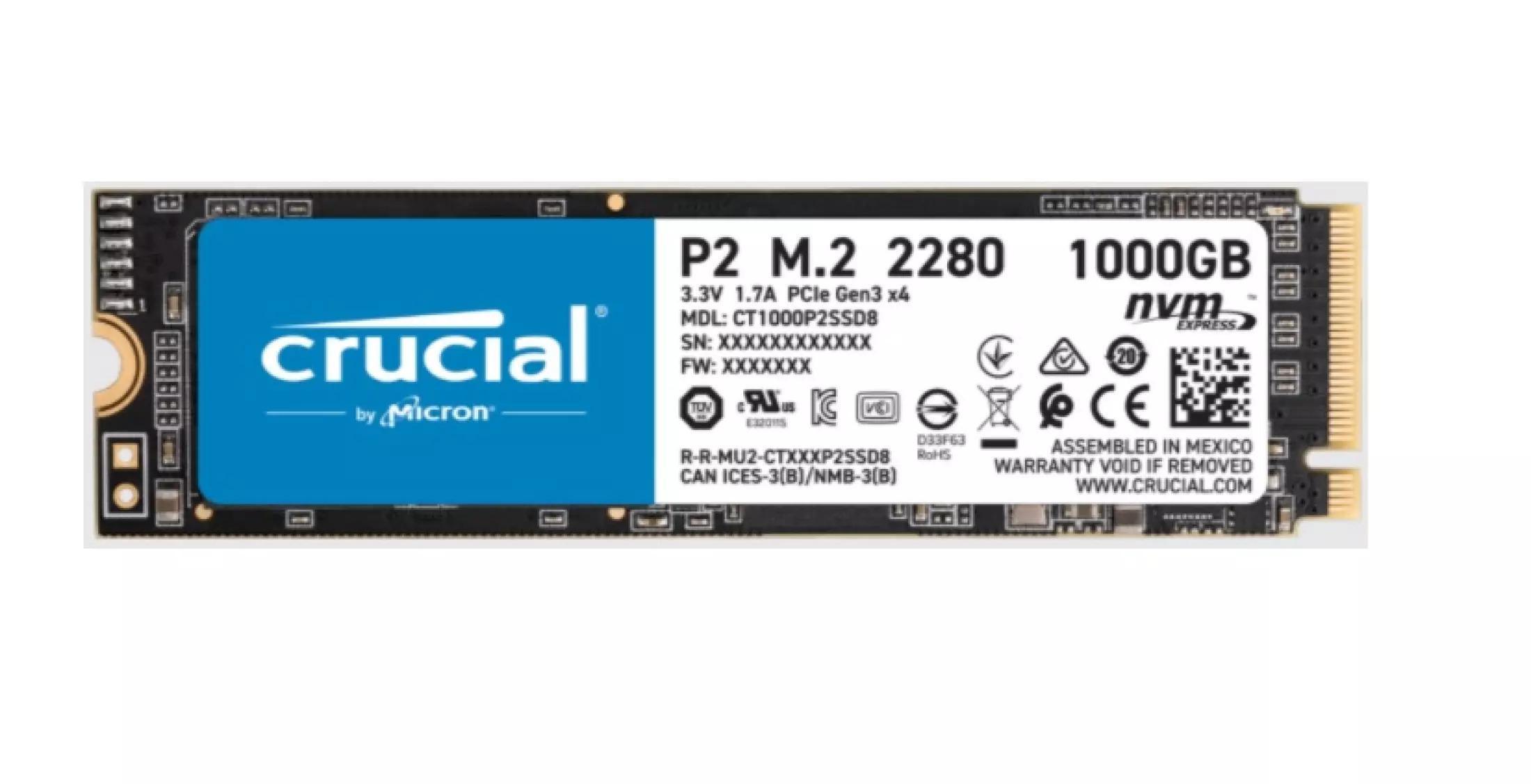 Miniatura Ssd Crucial P2 1Tb M2 Nvme Leit 2400Mb/S Grav 1800Mb/S Pcie