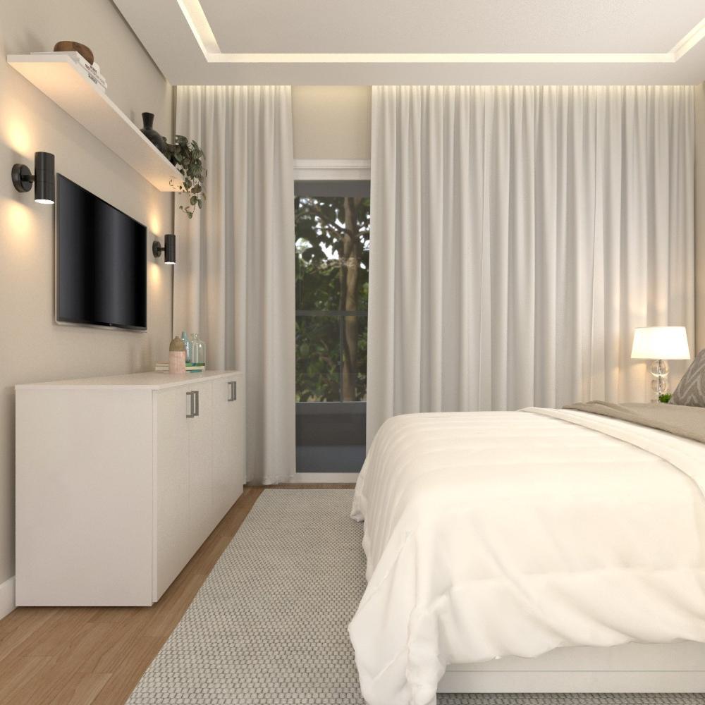 Miniatura Armário Duplo Baixo para Quarto Moderno Branco