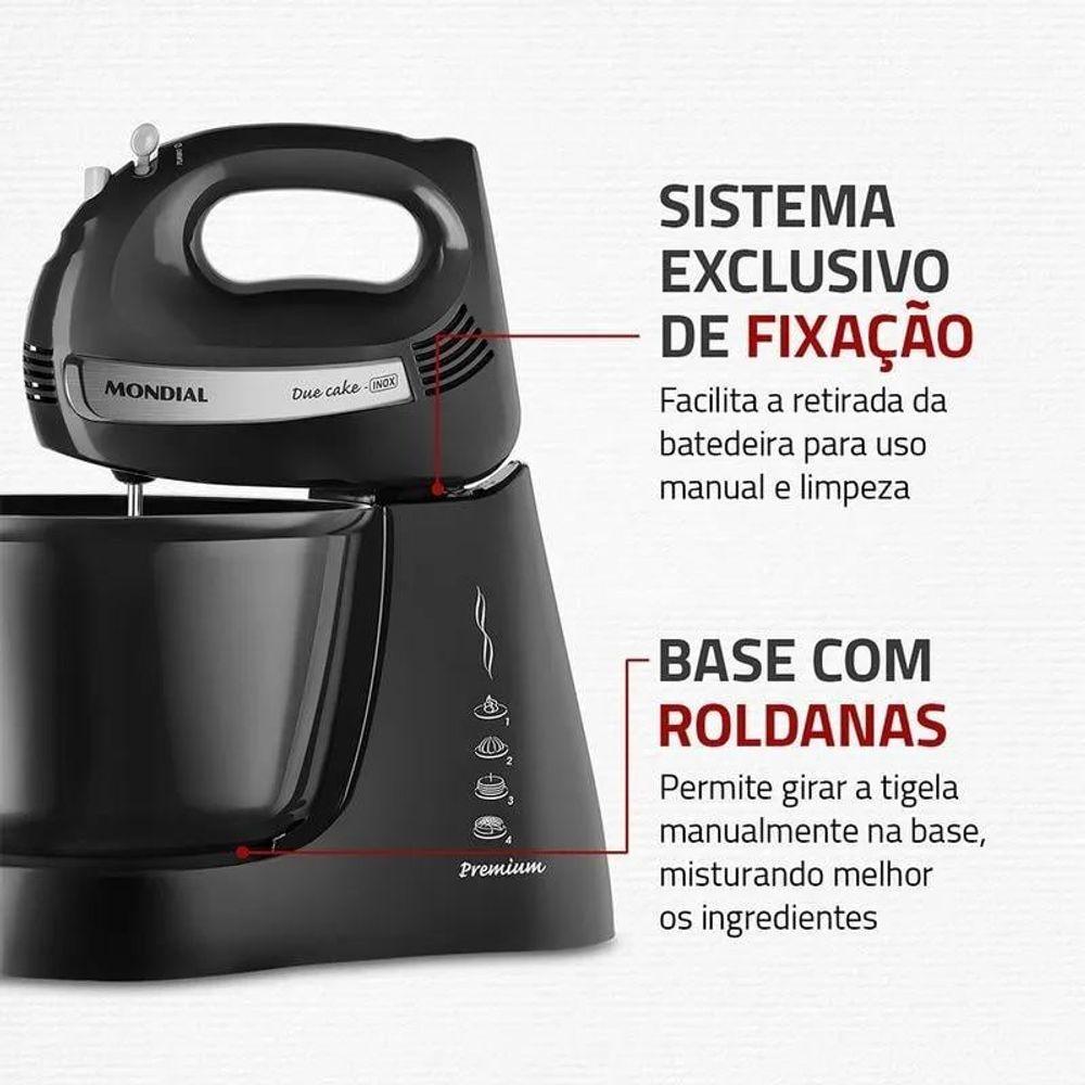 Batedeira Planetária Premium B-04 NP 4L e 2,3L 400W 4 Velocidades Preto 220V