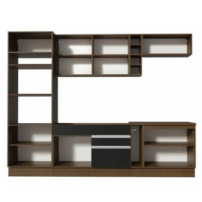 Miniatura Cozinha Completa Madesa Vicenza com Armário e Balcão (Sem Tampo e Pia) Rustic/Preto/Crema Cor:Rustic/Preto/Crema