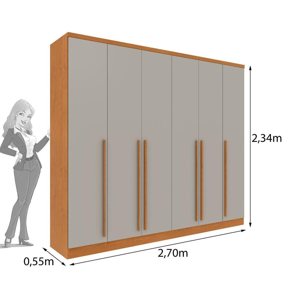 Miniatura Guarda-roupa Casal 6 Portas Portugal Espresso Móveis Cinamomo / Off White