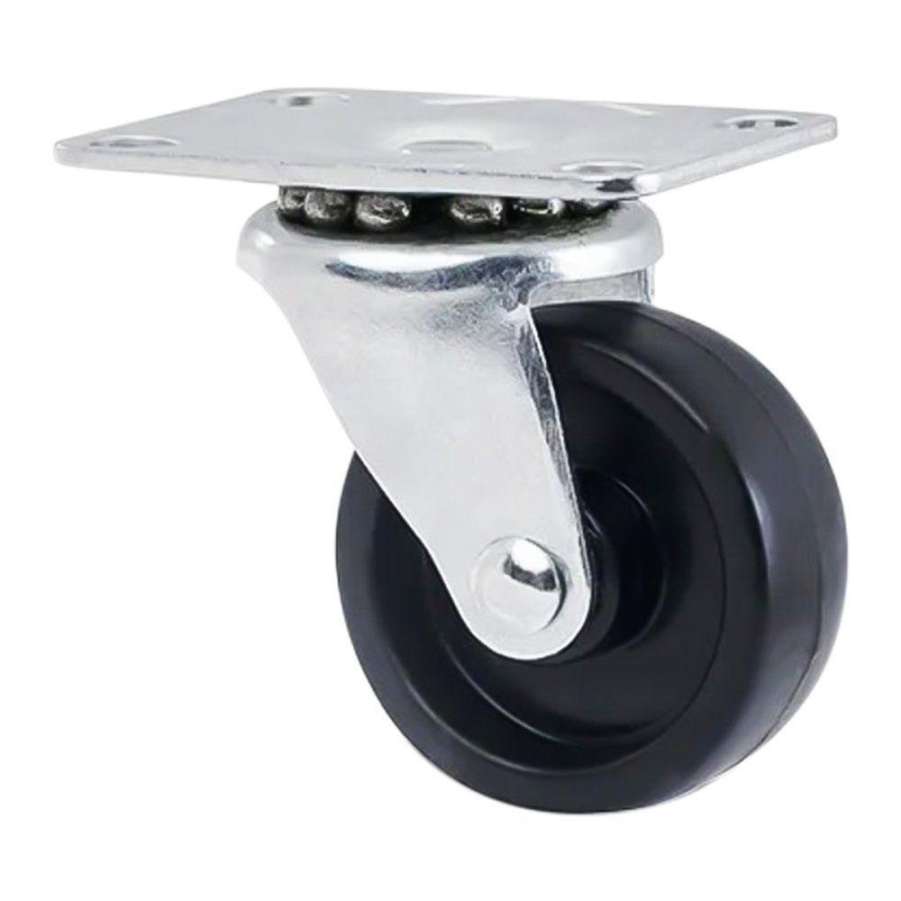 Miniatura Rodízio Pp Preto Giratório - Fertak 50mm