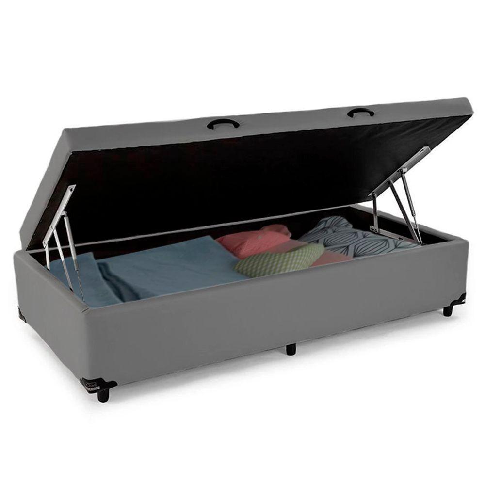 Miniatura Cama Box Baú Solteiro Sintético Sereneprime Cinza 88x188x44