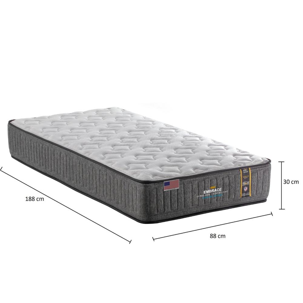 Miniatura Colchão Solteiro King Koil Mola Superlastic Embrace 30x88x188cm Cinza/Branco