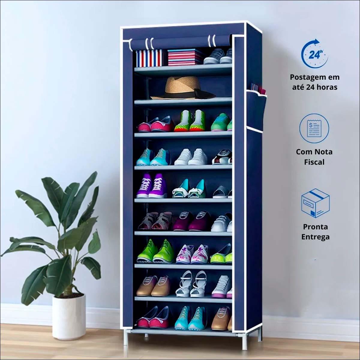 Miniatura Sapateira Organizadora 9 Prateleiras Multiuso Sapatos Azul