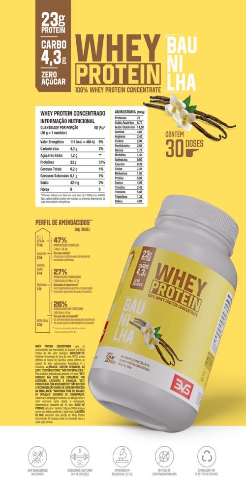 Miniatura Whey Protein 100% Whey 900G 3Vs Nutrition Baunilha