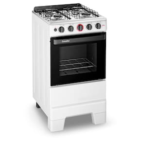 Miniatura Fogão de Piso a Gás Esmaltec 4 Bocas Ideal Super Mesa Inox e Forno Limpa Fácil 50L - Branco