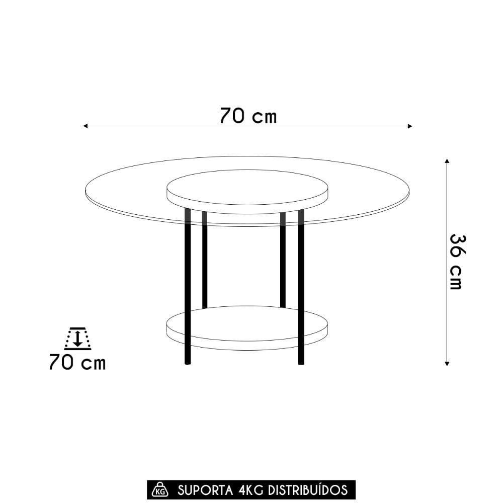 Miniatura Mesa De Centro Redonda Tampo De Vidro Sky Off White - Hb Móveis