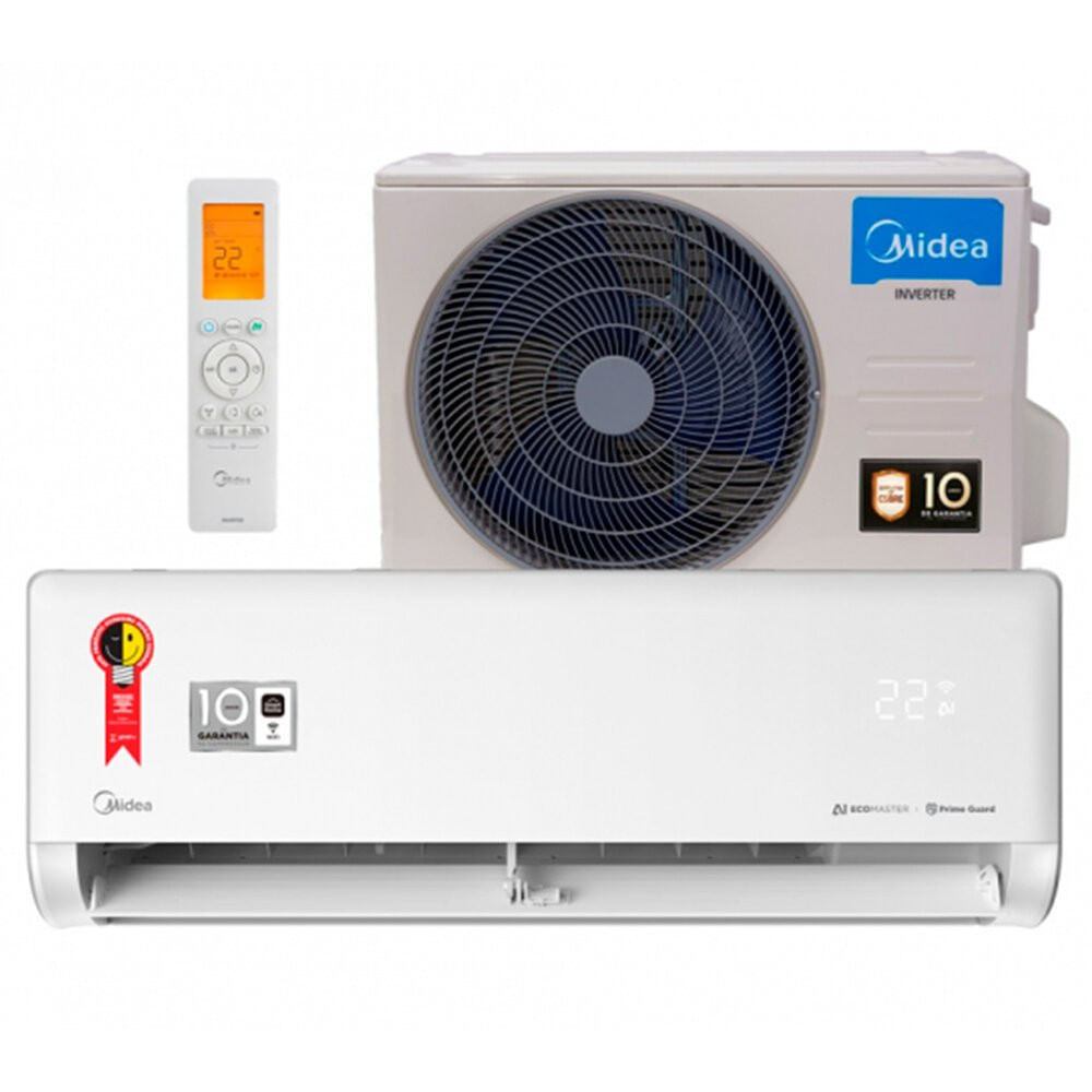 Miniatura Ar-Condicionado Split 9000 BTUs AI Ecomaster, Inverter, Quente e Frio Midea Branco - 220V