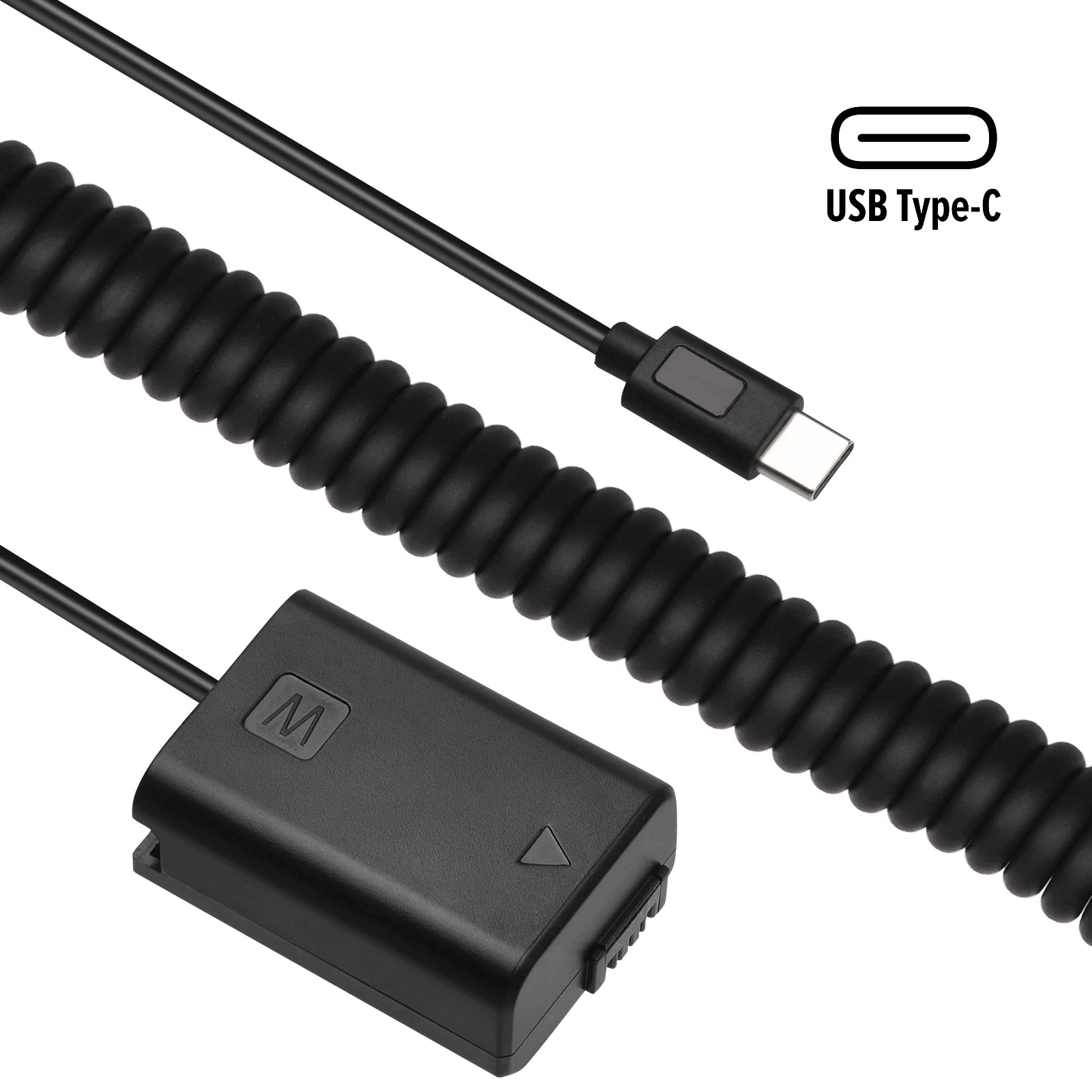 Miniatura Adaptador Dummy PD AC-PW20 Bateria Sony NP-FW50 Espiral com Conector USB-C