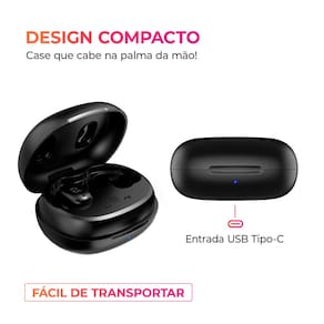 Fone de Ouvido Aiwa Earbud AWS-EB-03-B Bluetooth IPX5 ANC Modo Ambiente – Preto