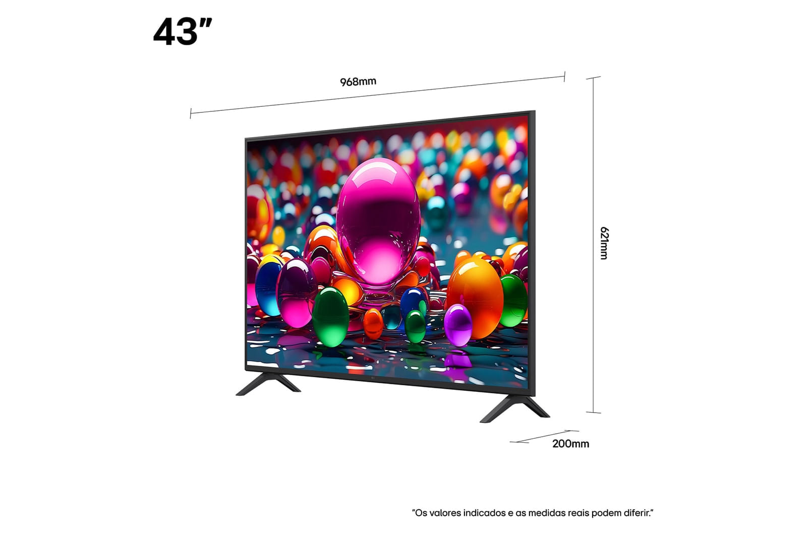 Smart TV LG 43" Compacta 4K AI webOS 25 - 43UA8550PSA 12 meses - 43 " - 110v/220v