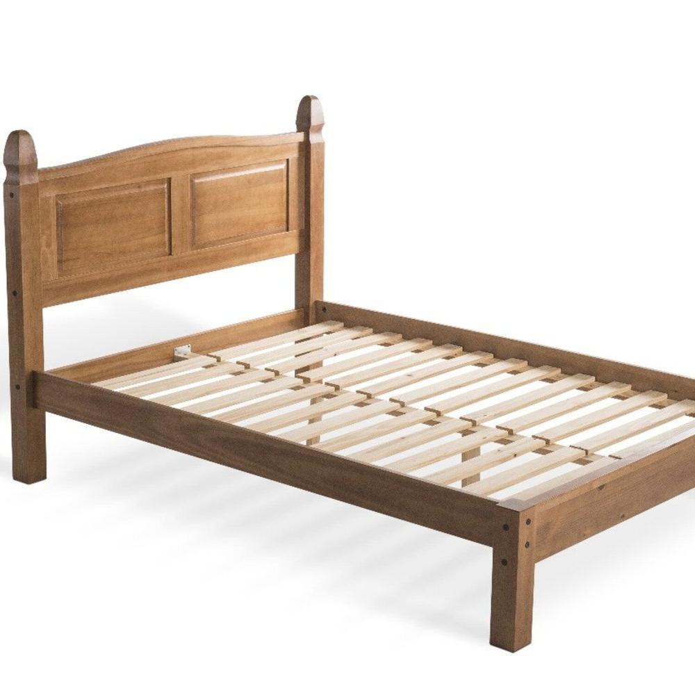 Miniatura Cama Queen em Madeira Corona Retrô Nogueira Claro