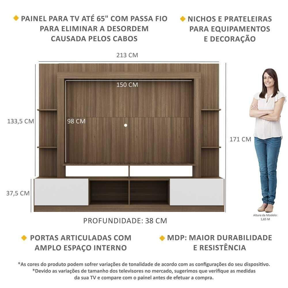 Miniatura Rack Com Painel Tv 65" Madeirado/Branco