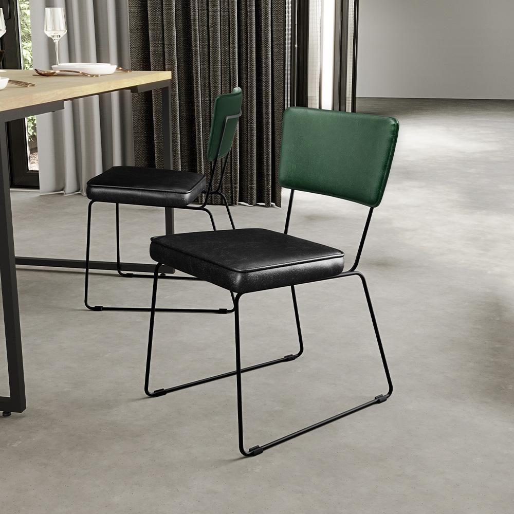 Kit 04 Cadeiras L02 Facto Verde Musgo Couríssimo Preto