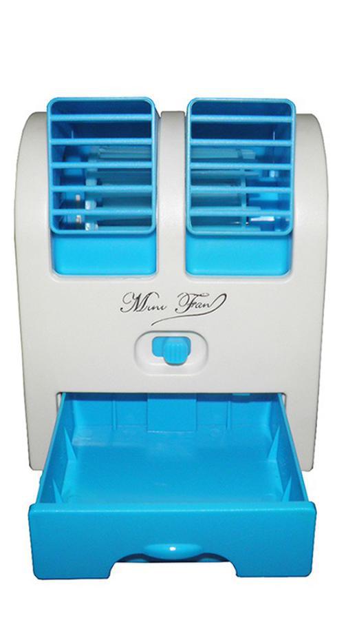Miniatura Mini Ventilador Usb E Pilhas Climatizador Azul (Hb-168)