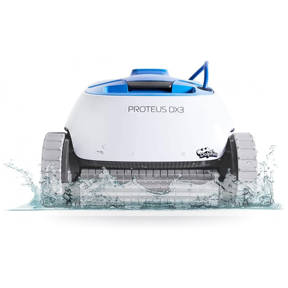 Miniatura Robô Limpador de Piscina com Escalada em Parede e Escova de Lavagem Potente, Dolphin Proteus DX3, Branco