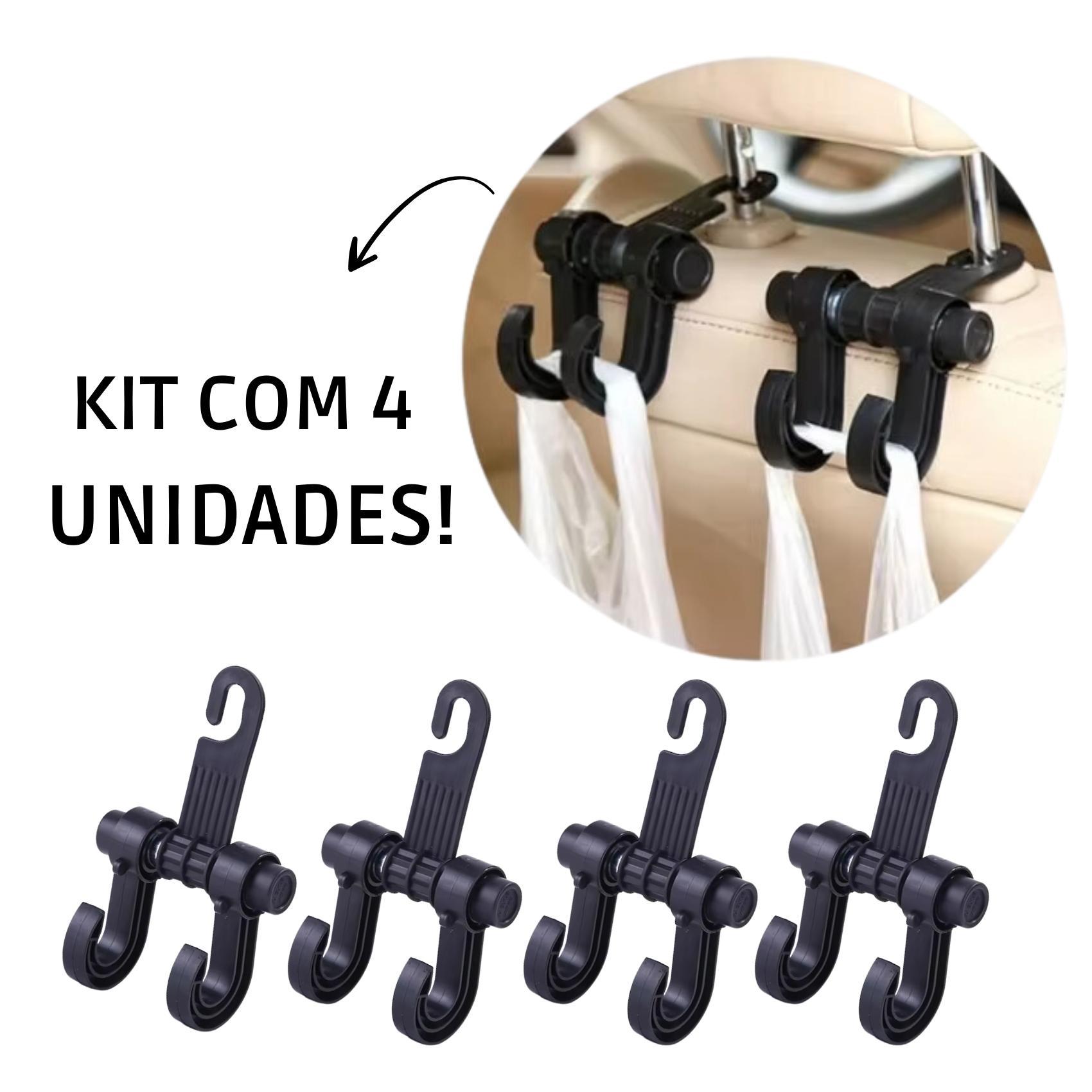 Miniatura Kit 4 Gancho Veicular Suporte Sacola Bolsa Compra Carro