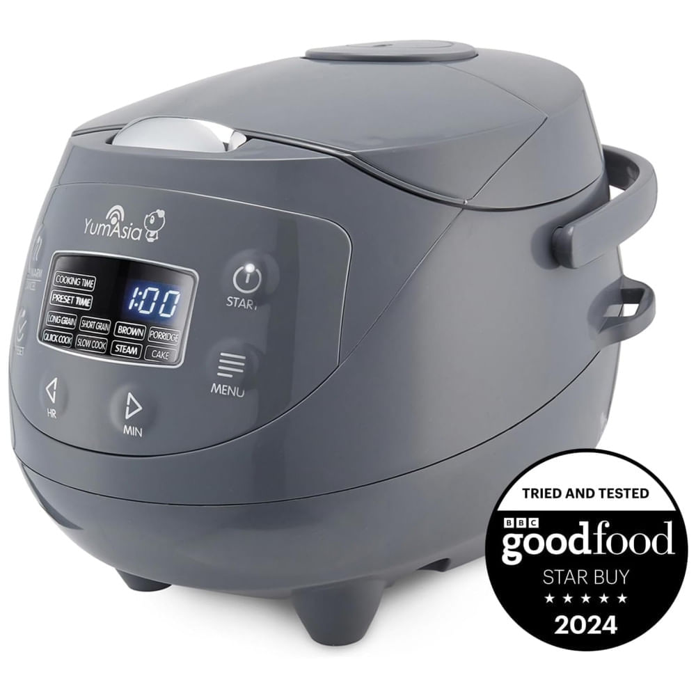 Miniatura Panela de Arroz Yum Asia Panda Mini com Tigela de Cerâmica Ninja e Lógica Fuzzy Avançada (3,5 xícaras, 0,63L), 4 Funções para Arroz e Multicozinhar.