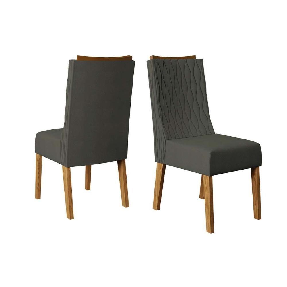 Miniatura Kit 2 Cadeiras Sala Jantar Jade 2 Un Carvalho Nobre-suede Chumbo - Dj Móveis