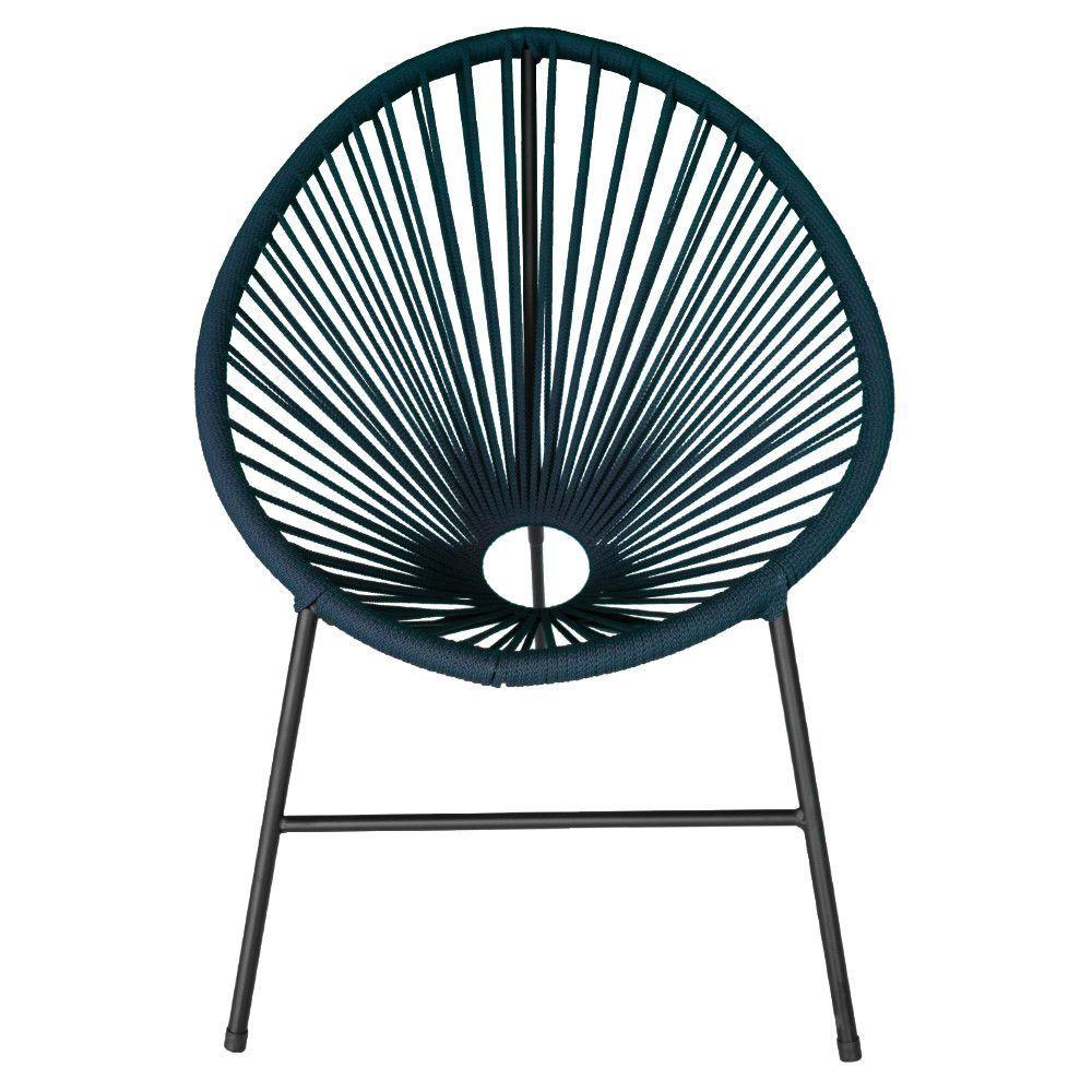 Miniatura Cadeira Acapulco Em Aço Carbono E Corda Náutica Azul