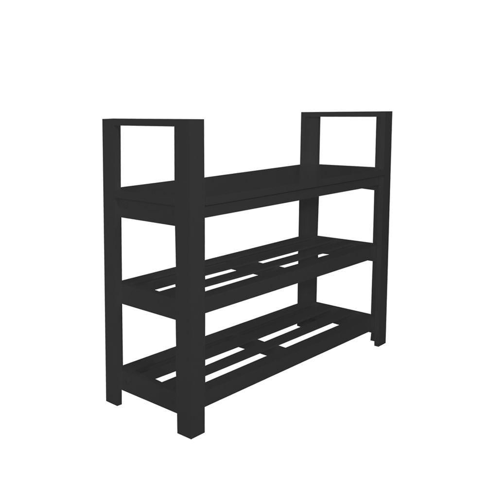 Miniatura Sapateira Banco Com Braço De Piso Para Closets E Quartos 8 Pares Sapatos Preto Laca