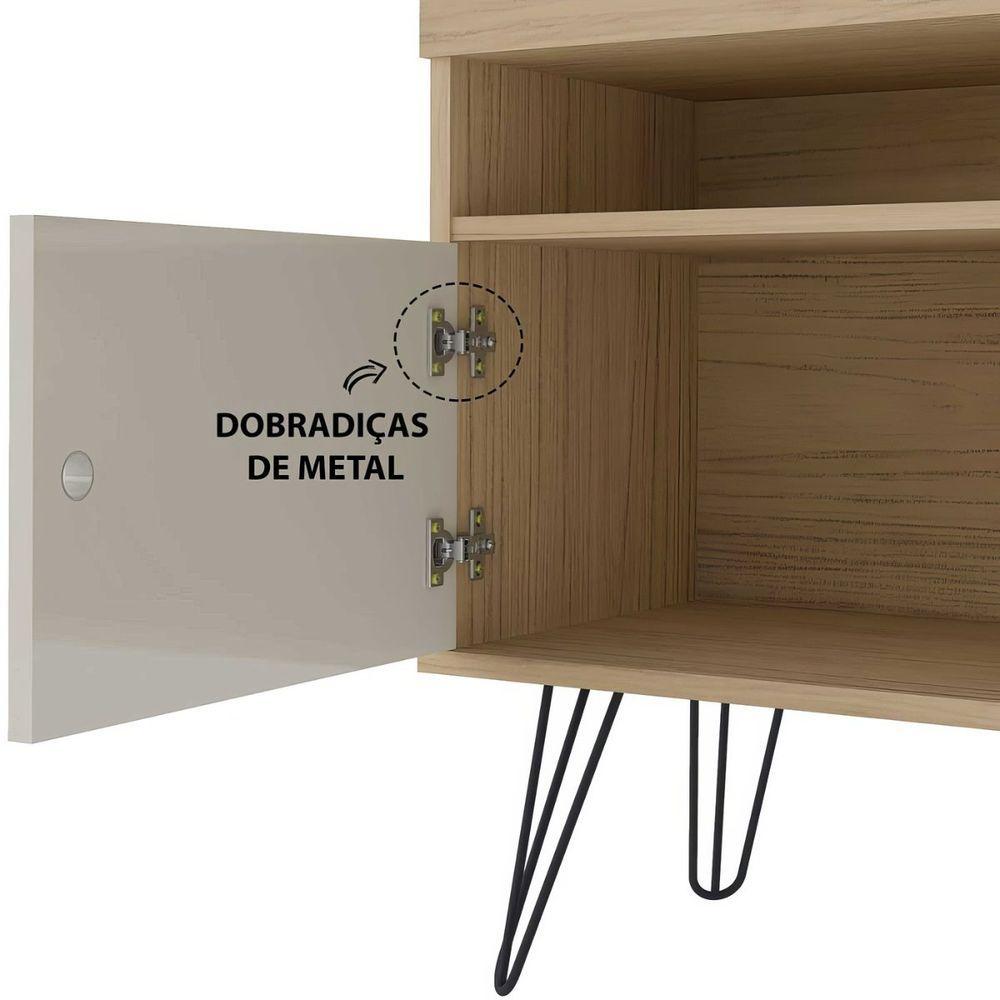 Rack Para Tv Até 65 4 Portas 2 Prateleiras E Nichos Liberty Carvalho off White