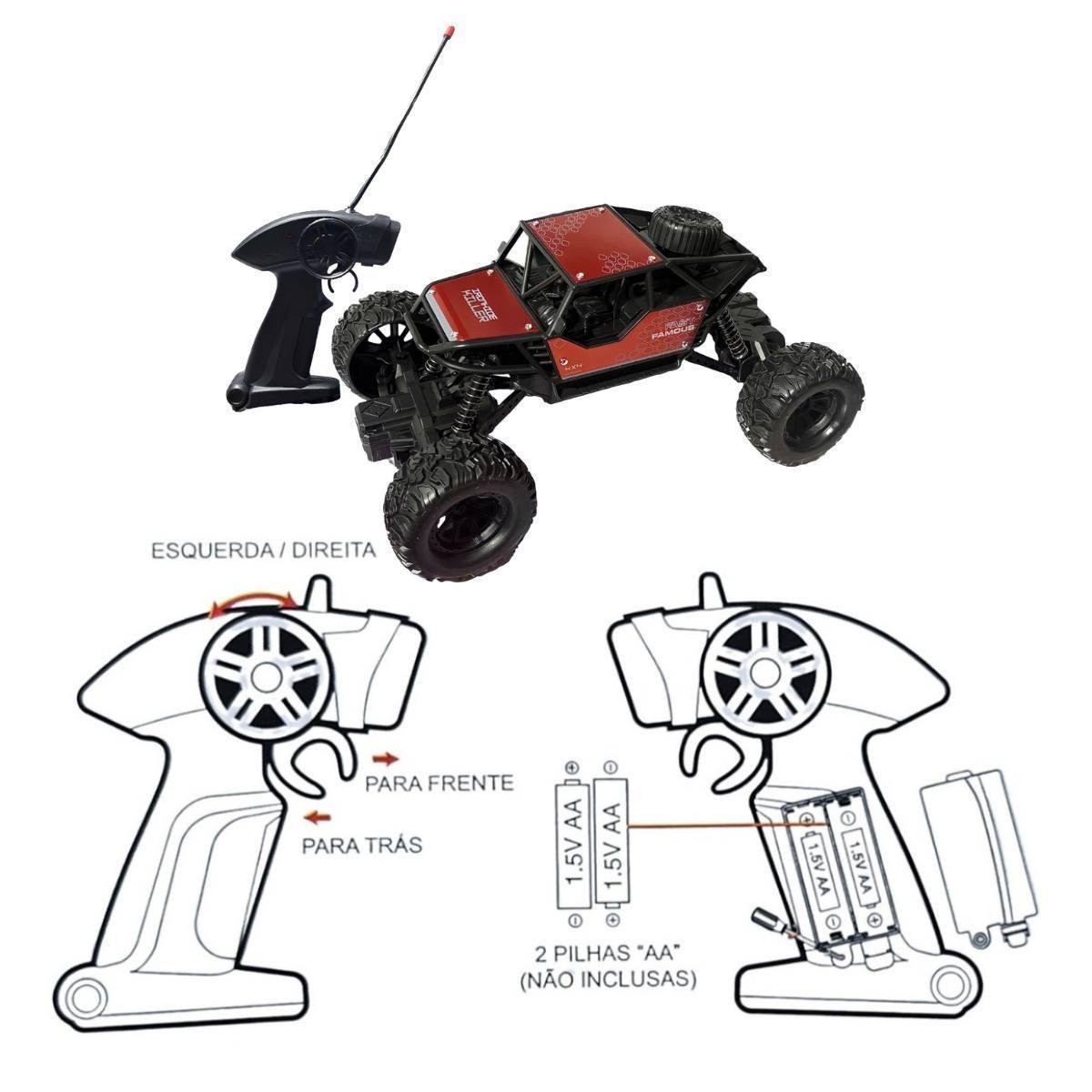 Miniatura Carrinho Infantil Grande Controle Remoto Recarregavel 4X4