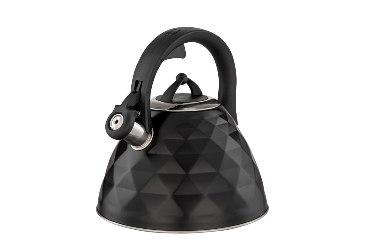 Miniatura Chaleira de Inox com Apito Brinox 3 L Black Diamond com Indução Preto Fosco Preto