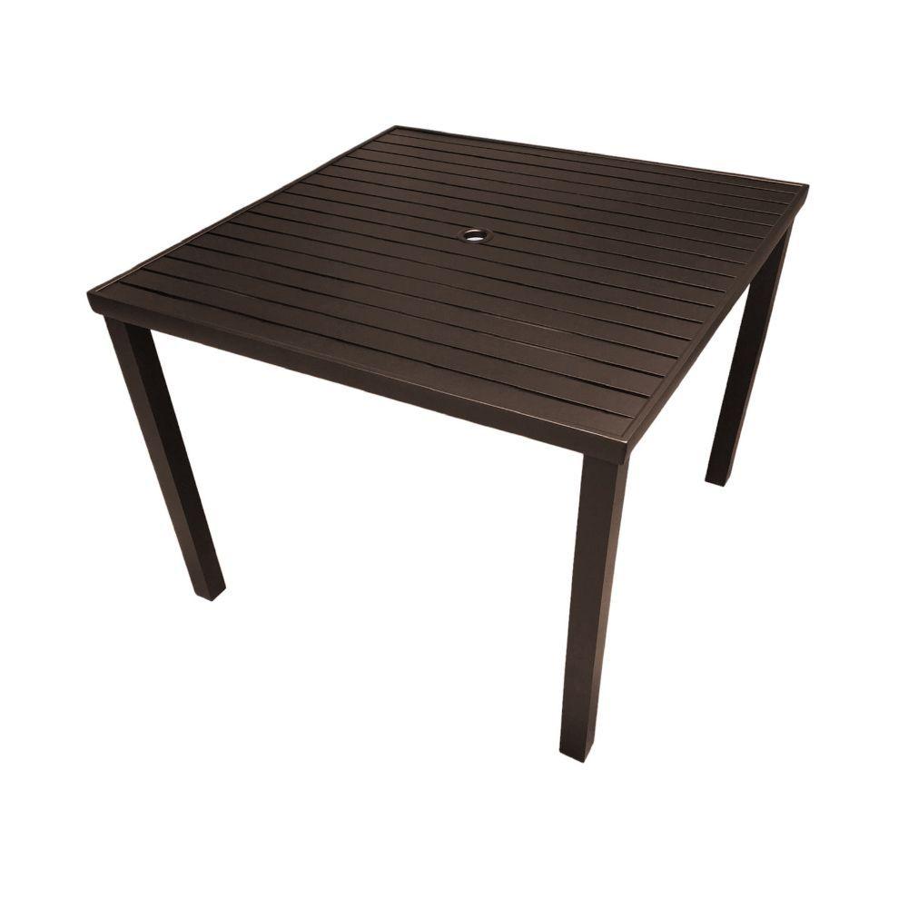 Miniatura Mesa Tampo Ripado Quadrada 1.00x1.00m Alumínio Marrom