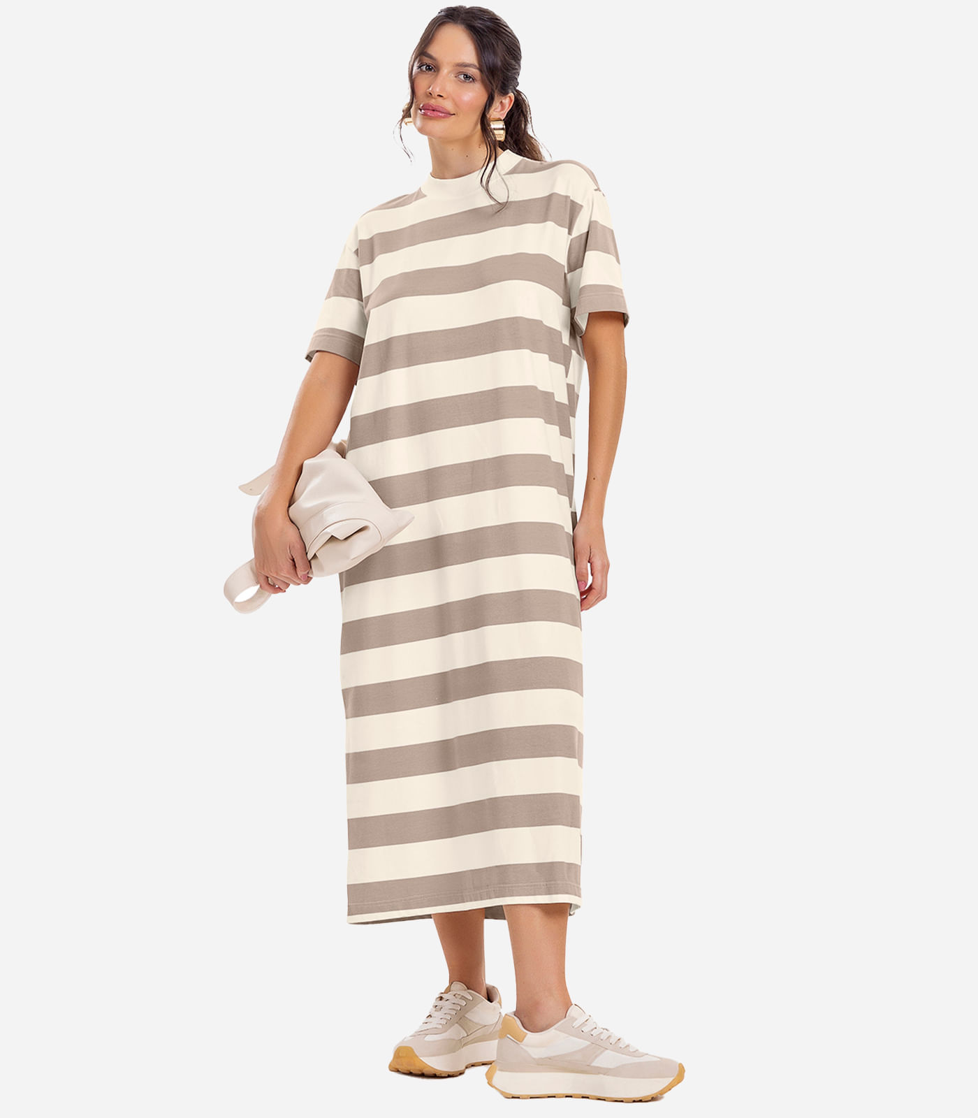 Miniatura Vestido Super Midi Rovitex Marrom G