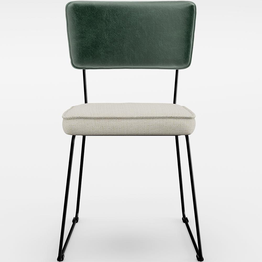 Kit 04 Cadeiras L02 Facto Verde Musgo Linho Champagne